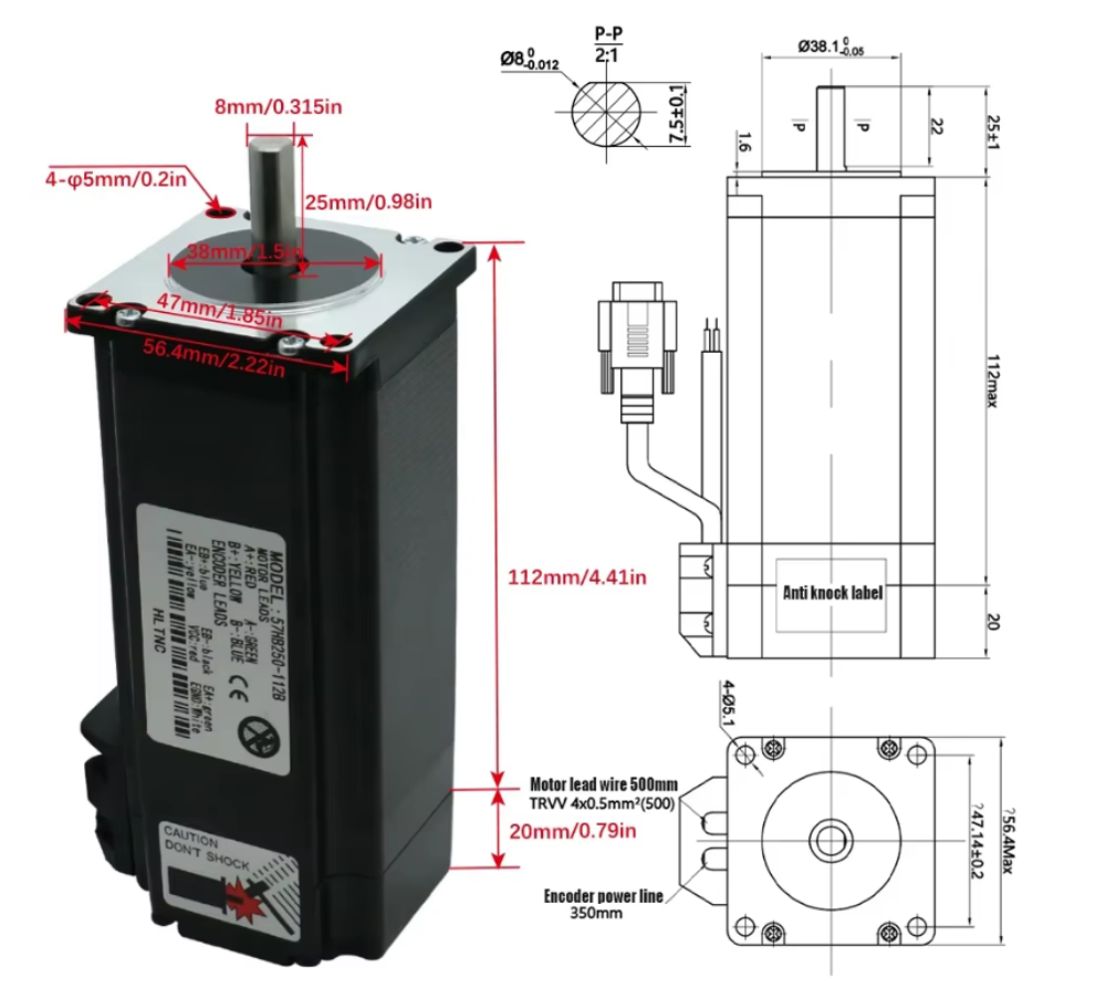 Шаговый сервопривод Nema23 57HB250-100B+ HBS57 3Нм КОМПЛЕКТ