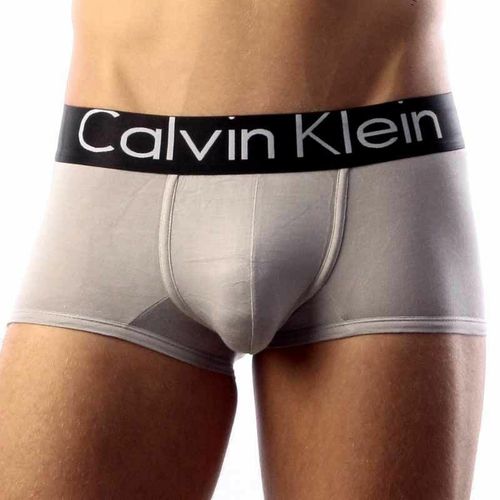 Мужские трусы хипсы серые с черной резинкой Calvin Klein Steel Black Waistband Grey