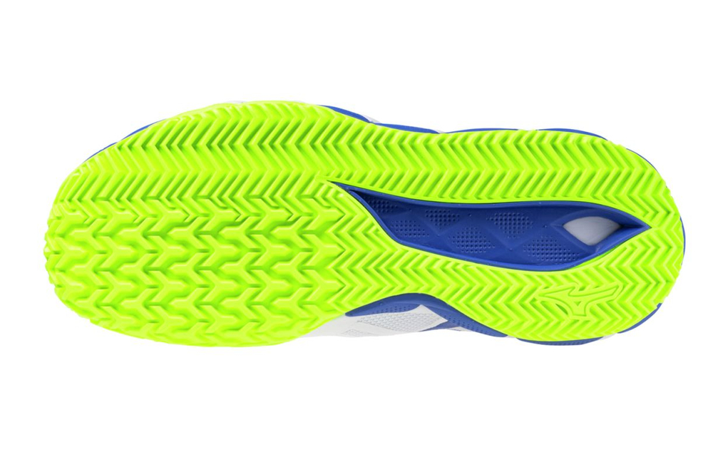 Мужские кроссовки теннисные Mizuno Wave Enforce Tour 2 CC - white/dazzling blue/light yellow
