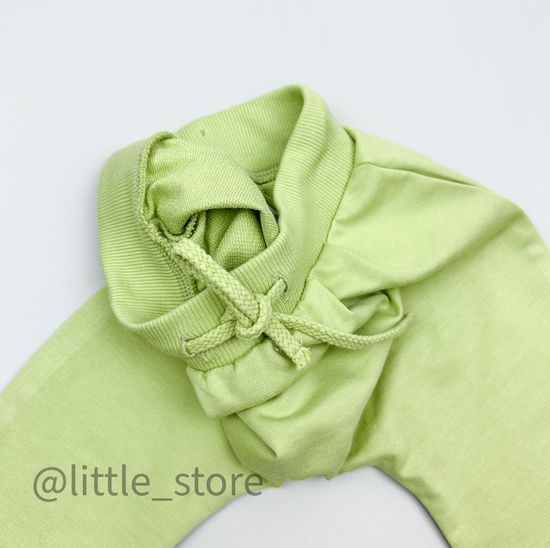 Брючки из футера "Летние цветы" сочный лайм