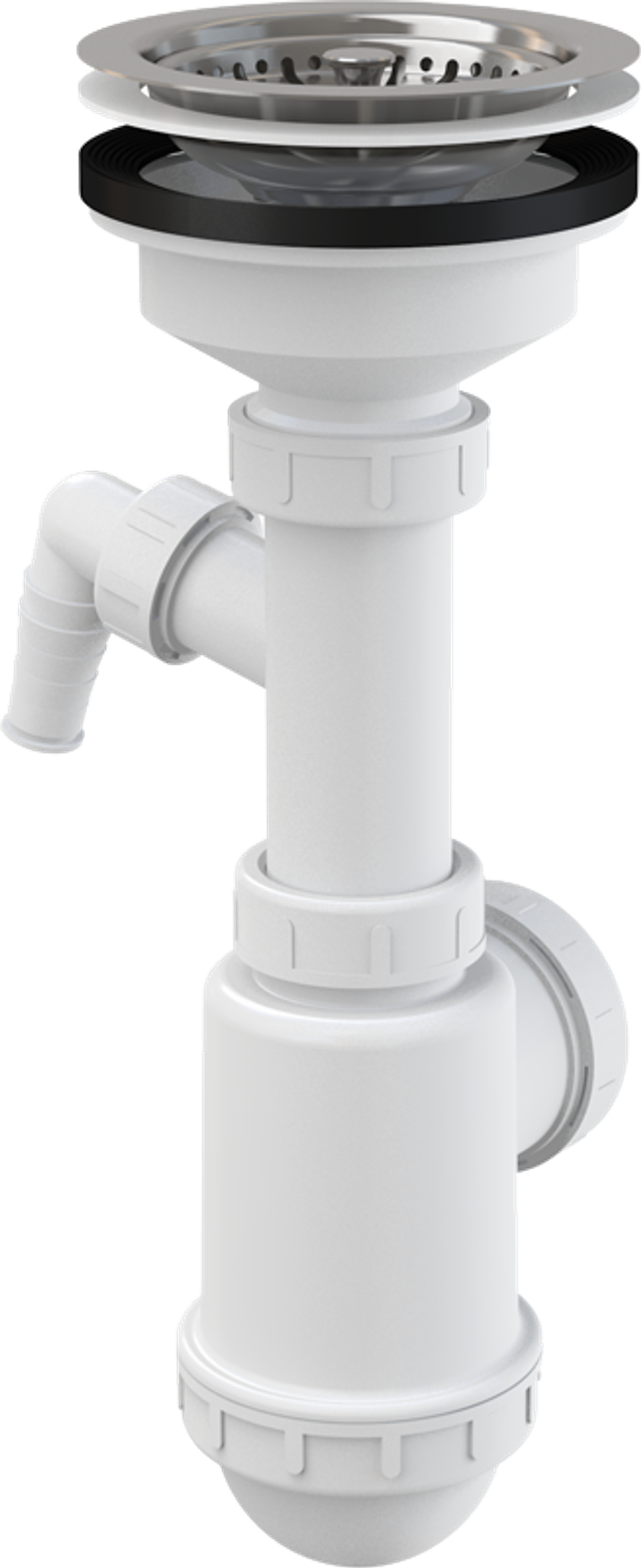 Сифон для мойки Alca Plast A446P 50/40 мм с нержавеющей peшeткой 115 мм и подводкой