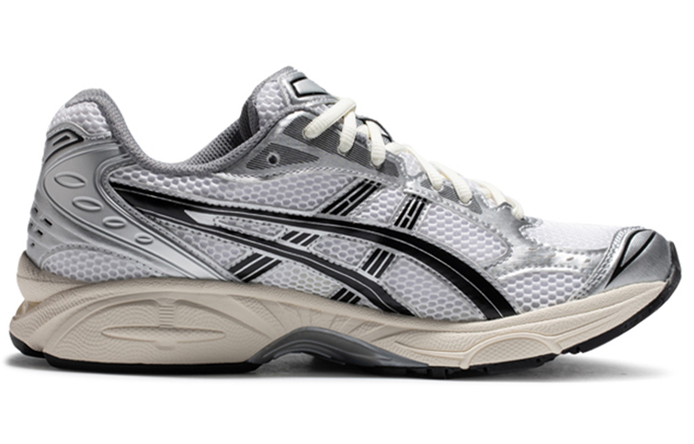 Jjjjound x Asics Gel-Kayano 14 comfortable and fashionable fabric synthetic leather shock absorption, non-slip, wear-resistant, breathable, lightweight, low-cut marathon running shoes for men and women with the same silver and black