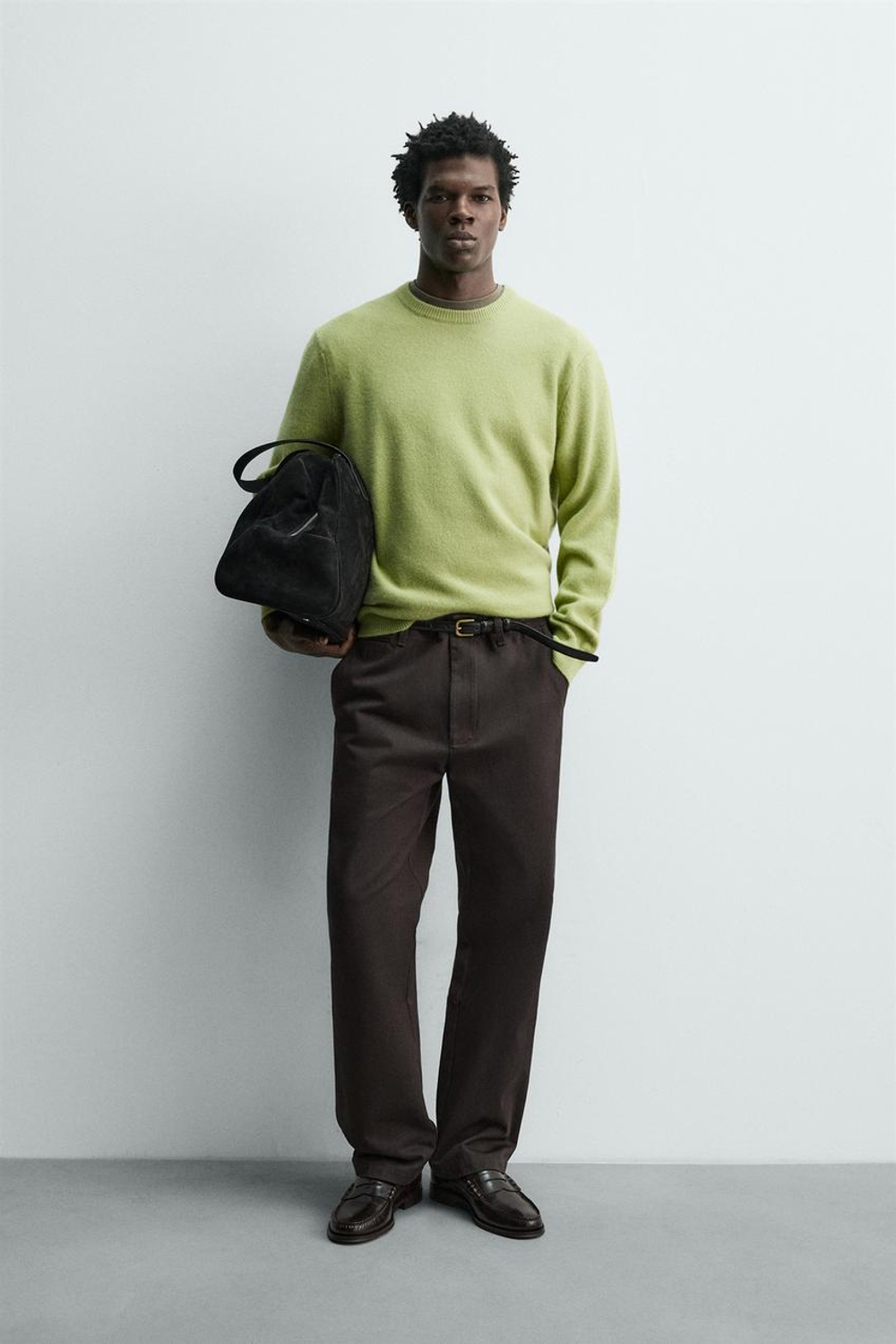 ZARA СВИТЕР ИЗ ШЕРСТИ И АЛЬПАКИ, ЛАЙМОВЫЙ