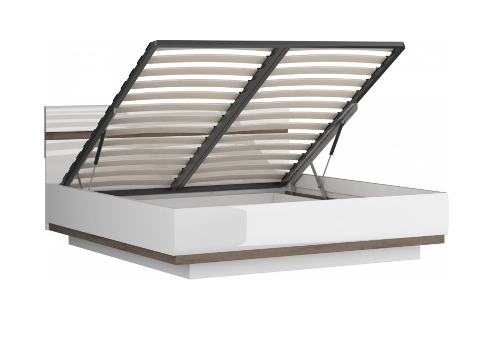 Кровать с подъемным мех Ультра белый/белый глянец 1400