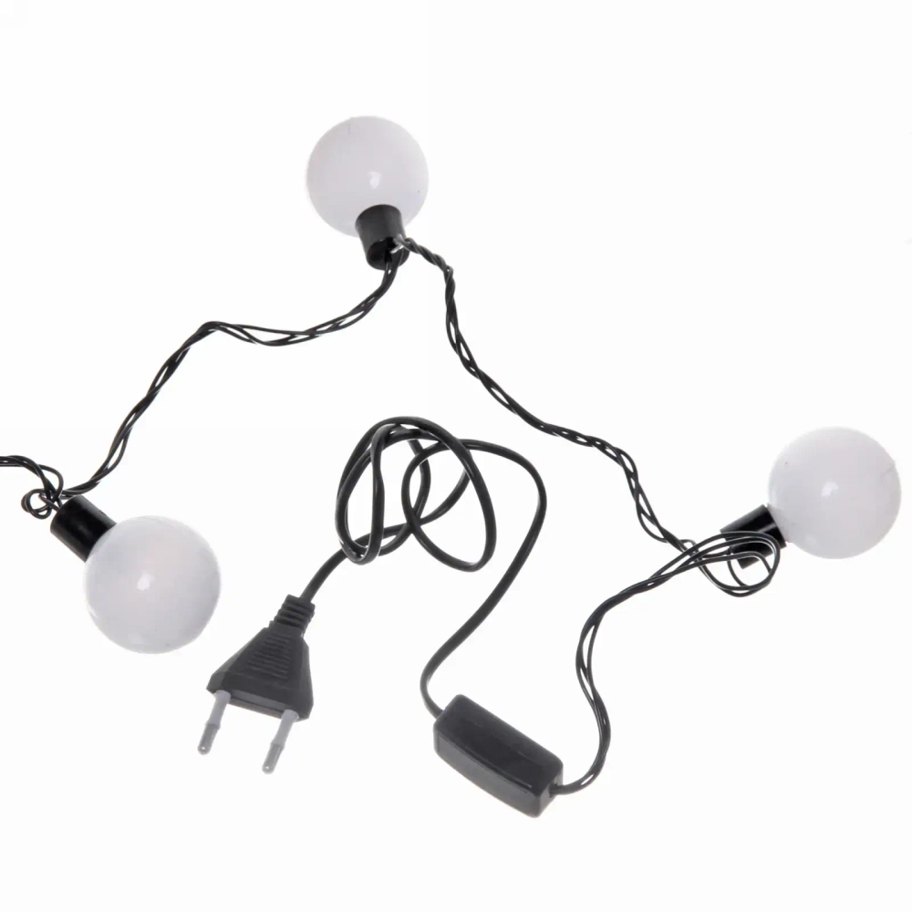 Гирлянда для дома 4м 20 ламп LED с насадками ШАР d-3,5 см, черн.провод, авторежим, IP-20, Теплый белый