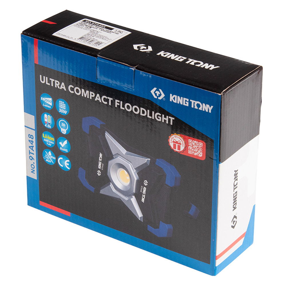 KING TONY (9TA48A) Фонарь-прожектор светодиодный, 1 элемент, Li-Ion, 3000 люмен