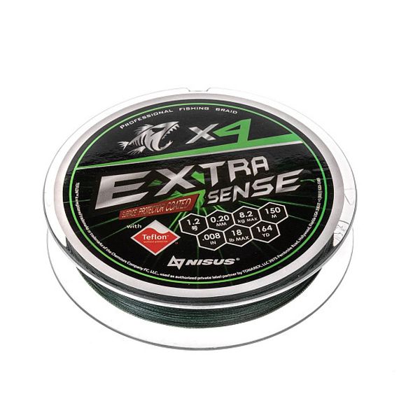 Шнур Extrasense X4 PE Green 150m 1.2/18LB 0.20mm (N-ES-X4-1.2/18LB) NISUS