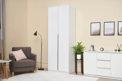 Шкаф 2-х створчатый Тивина белый / белый глянец