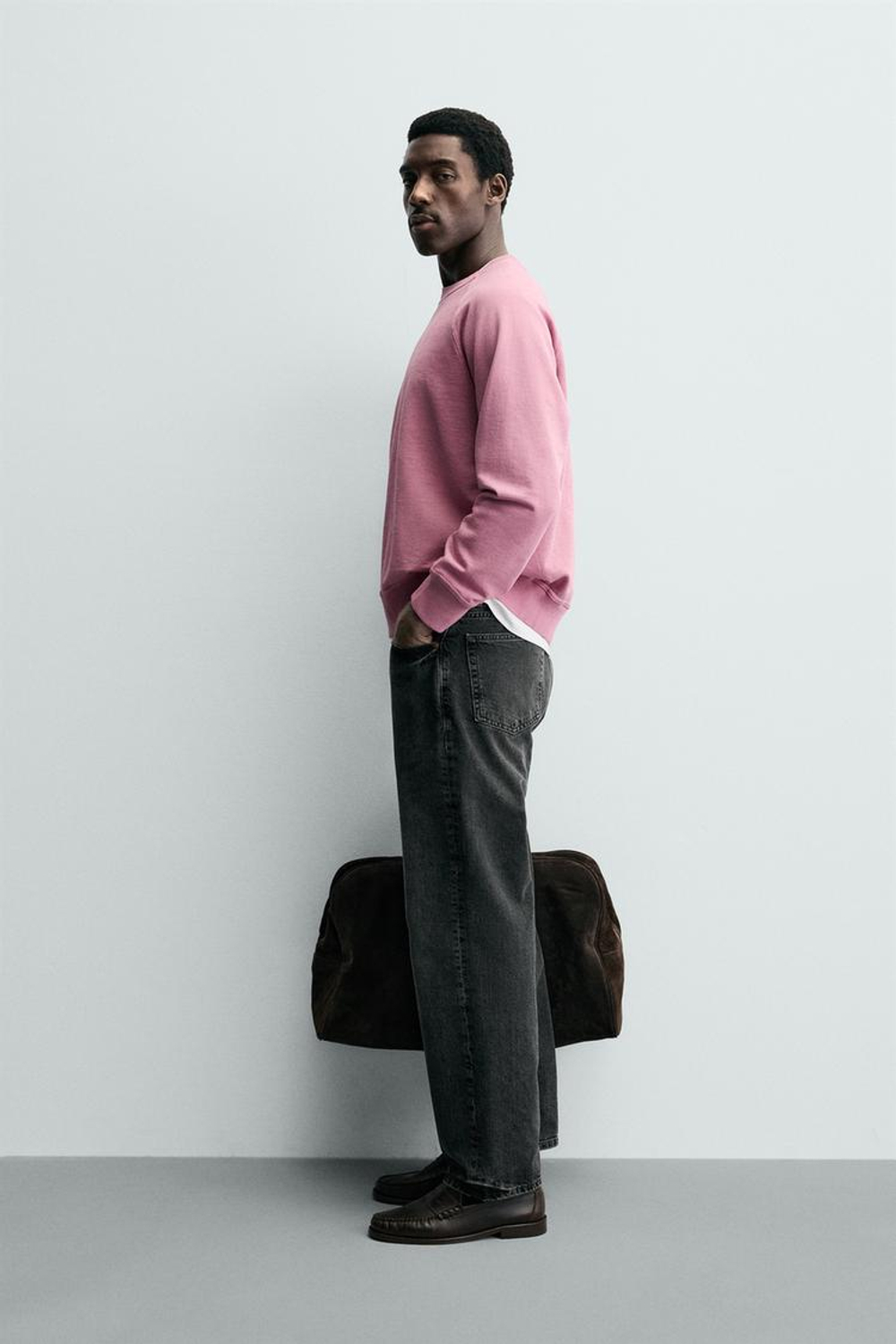 ZARA ТОЛСТОВКА С КРУГЛЫМ ВЫРЕЗОМ И ЭФФЕКТОМ ПОТЕРТОСТИ, РОЗОВЫЙ