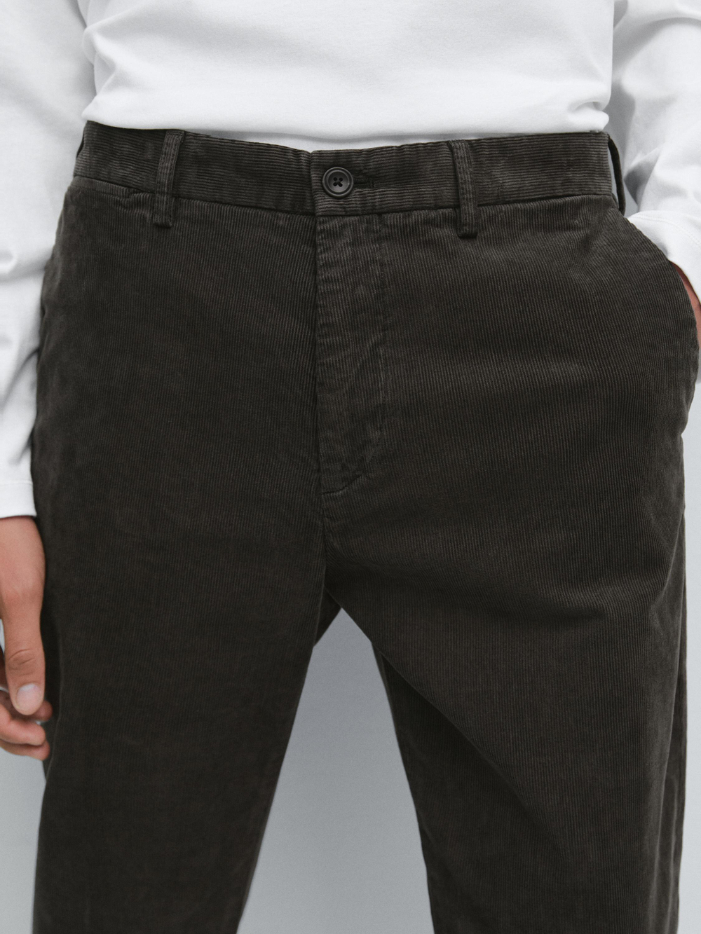 Massimo Dutti Зауженные вельветовые брюки, стальной