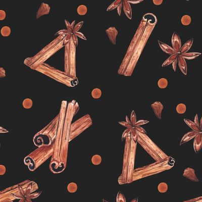 Акварельная корица на черном фоне