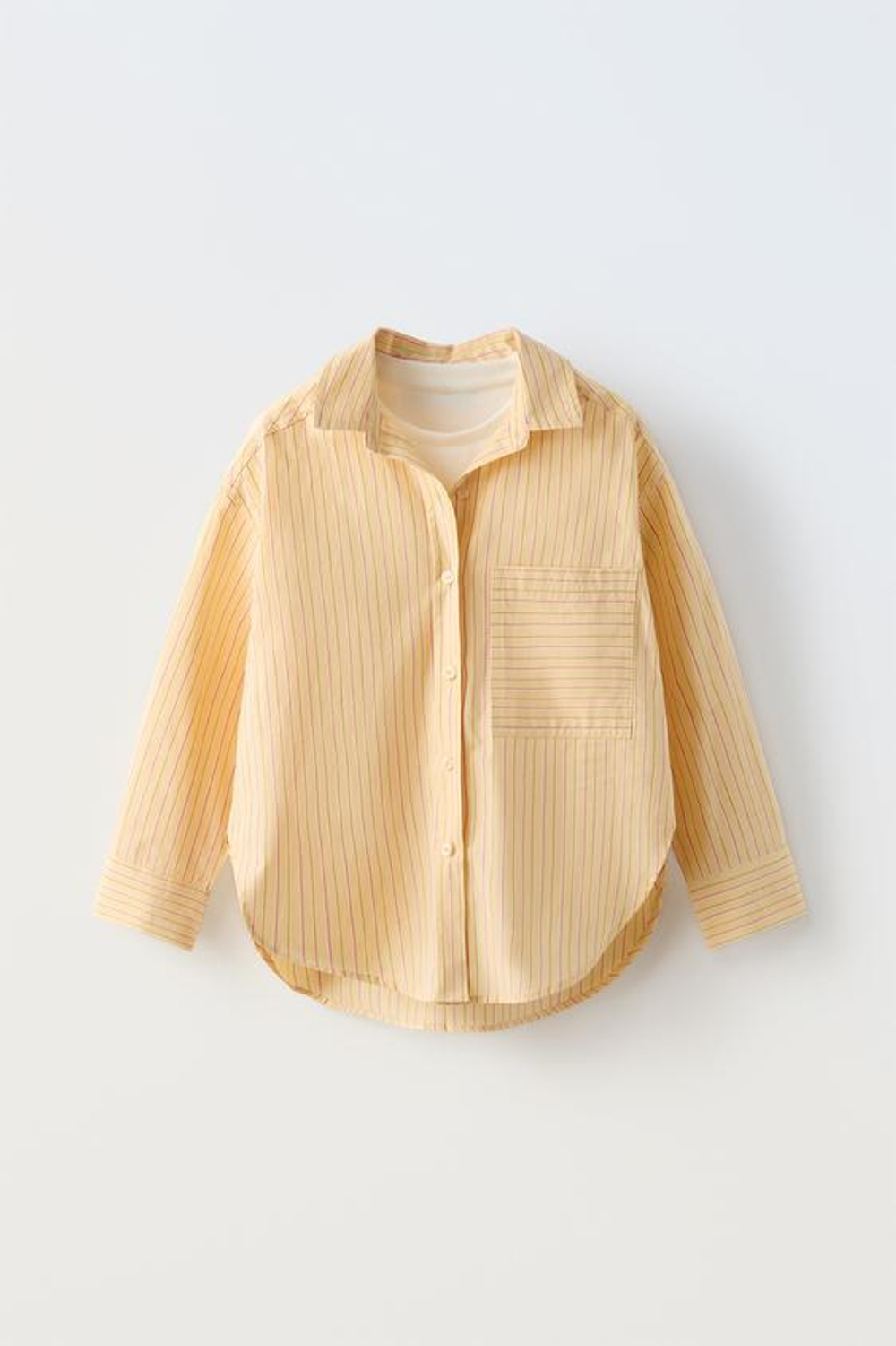 ZARA РУБАШКА В ПОЛОСКУ С ТОПОМ В РУБЧИК, СВЕТЛО-ЖЕЛТЫЙ