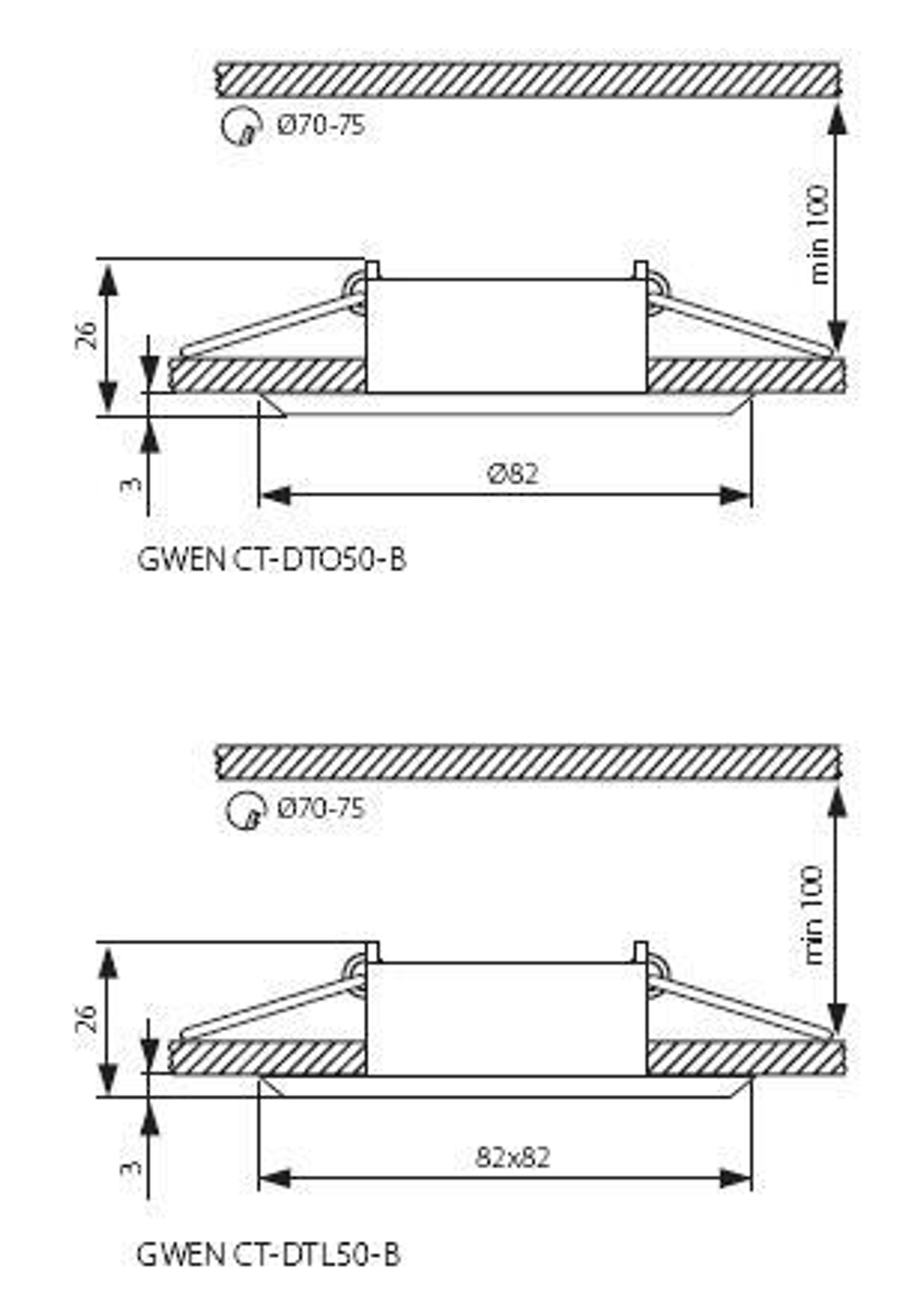 Cветильник точечный алюминиевый KANLUX GWEN CT DTL50-B