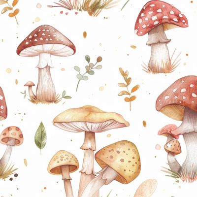 Акварельные мухоморы