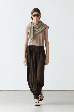 Massimo Dutti Брюки-саруэль с пуговицами, шоколадный