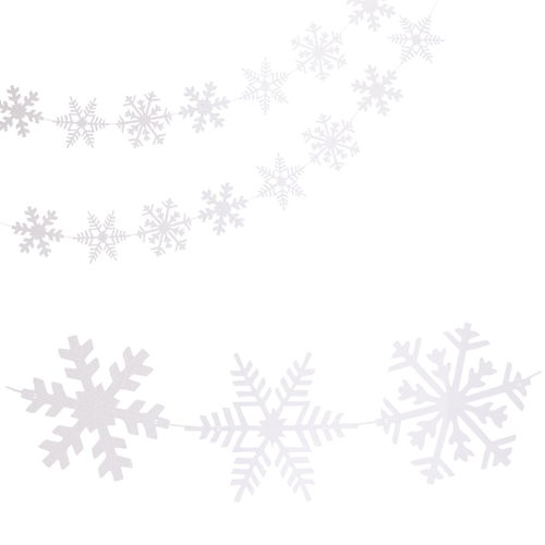 Гирлянда-подвеска Ассорти снежинок, Жемчужный, Перламутр, 195 см, 13 см*6 шт, 1 упак.