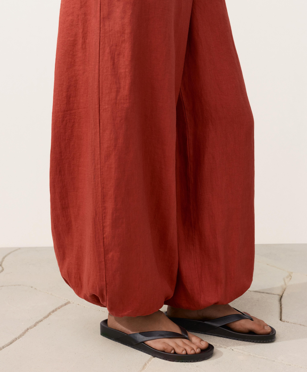 OYSHO Свободные брюки из 100% льна, красный