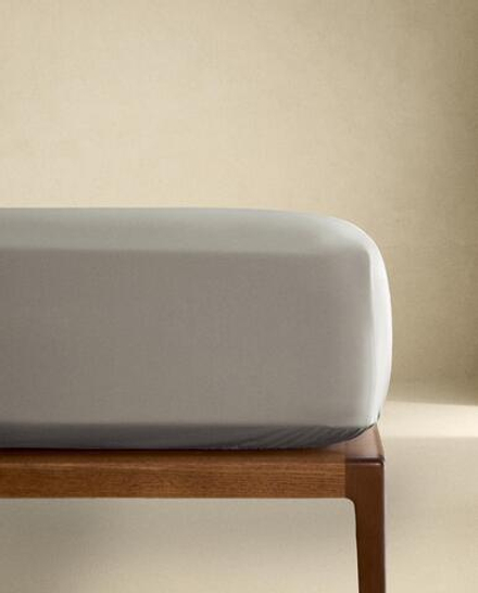 Zara Home - Простыня с ситцевой резинкой, высота 30 см (вес 300 нитей), серый, 90х200х30 см