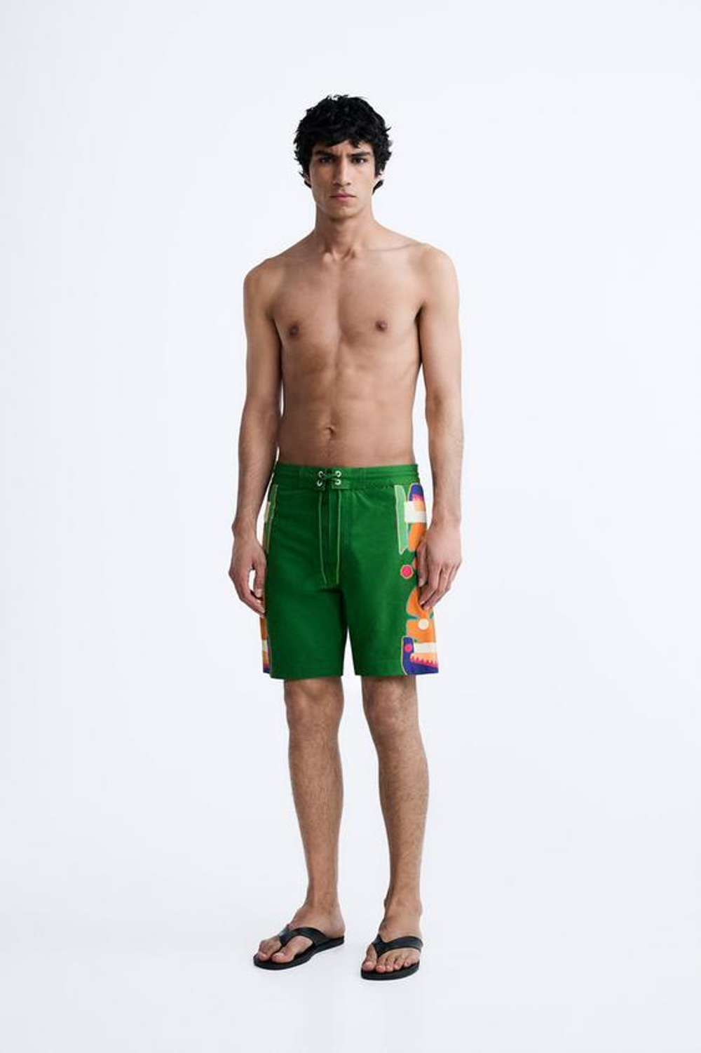 ZARA ПЛАВКИ С ЦВЕТОЧНЫМ ПРИНТОМ, ЗЕЛЕНЫЙ