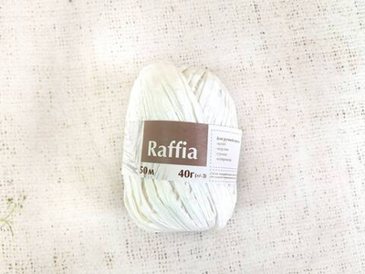Пряжа "Raffia", 100% целлюлоза 40гр, 50м, (1уп=10шт), белый