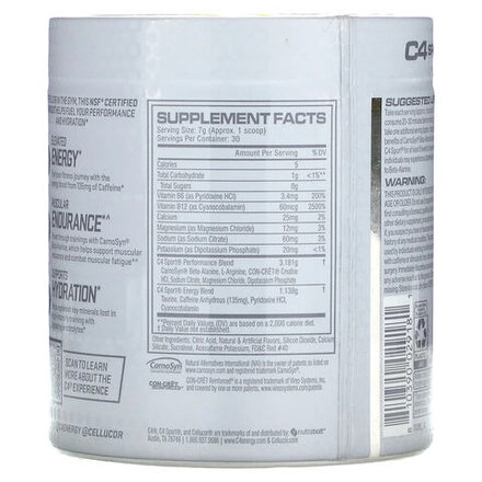 C4 / Cellucor, C4 Sport, перед тренировкой, фруктовый пунш, 210 г (7.4 унций)