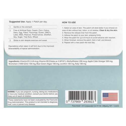 PatchAid, Натуральные патчи для снижения веса, 30 шт.