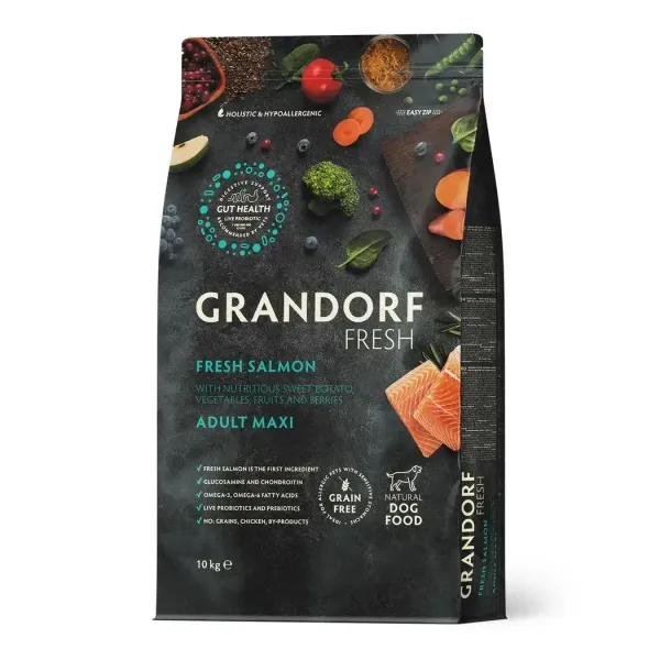 Сухой корм GRANDORF Fresh Dog Adult MAXI Salm&Sweet Potato для собак крупных пород из свежего мяса лосося с бататом