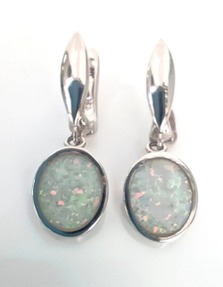 Серьги Эстерелла с синтетическим опалом, серебро 925*, родирование/Ф