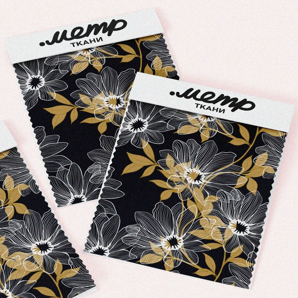 Ткань таффета прозрачные цветы в золотом