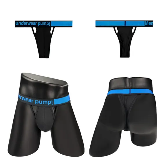 Мужские трусы стринги черные PUMP! MP259-2