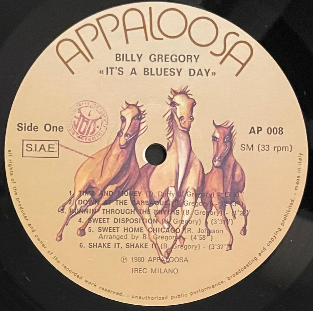 Bill Gregory- It's A Bluesy Day (Италия 1980г.)