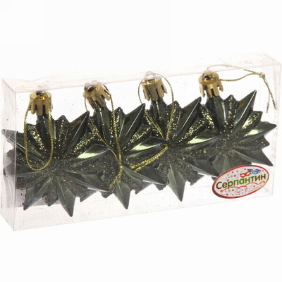 Ёлочные игрушки «Таинственное очарование» Звезда остроконечная 6 см (набор 4 шт), изумруд