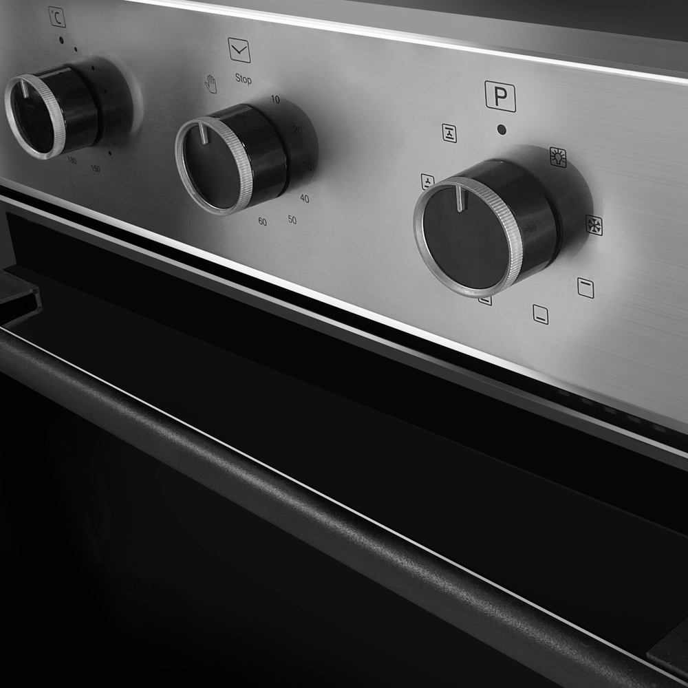 Электрический духовой шкаф встраиваемый GINZZU HOE-122 стальная панель с конвекцией, 9 программ