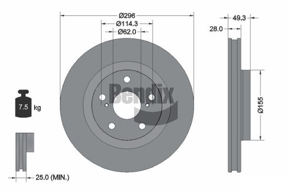 BENDIX Braking - BDS1128-BEN - Brake Disc
