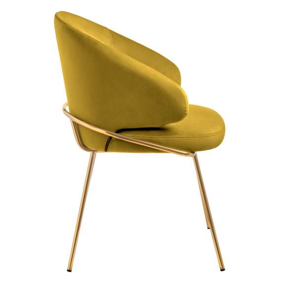 Стул Lime, горчичный микровелюр с золотыми ножками