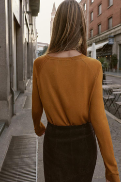 ZARA СВИТЕР ИЗ ТОНКОГО ТРИКОТАЖА, ГОРЧИЧНЫЙ