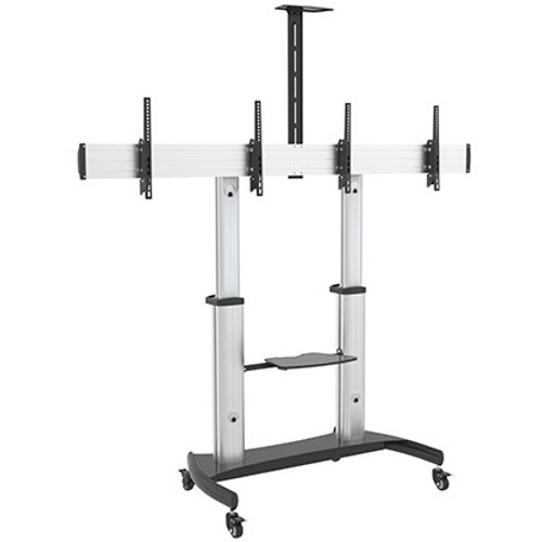 ErgoFount BSM-100-60/2TV Мобильная стойка с регулировкой высоты для двух дисплеев диагональю 37–60'', макс. нагрузка 2x50 кг, серебристая с черным