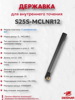 Державка S25S-MCLNR12 Deskar