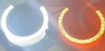 Бленда (маска) для линз 3.0 дюйма с DRL Белый + Желтый цвет полукруг (комплект, 2шт)
