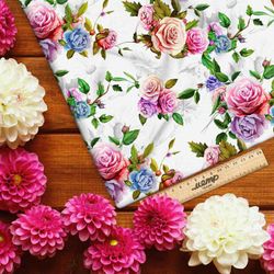 Ткань мембрана контрастные розы