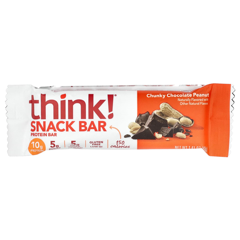 Think !, Батончик с протеином и клетчаткой, шоколад и арахис, 10 батончиков, 1,41 унц. (40 г) каждый