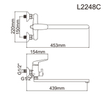 Смеситель для ванны LEDEME с длинным изливом L2248C