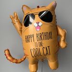 BT Шар фигура КОТ Классный кот Happy birthday cool cat 33"/83 8 см (БГ-32)