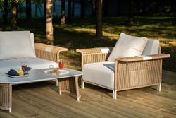 "Мальдивы" лаунж-зона из искусственного ротанга, цвет соломенный