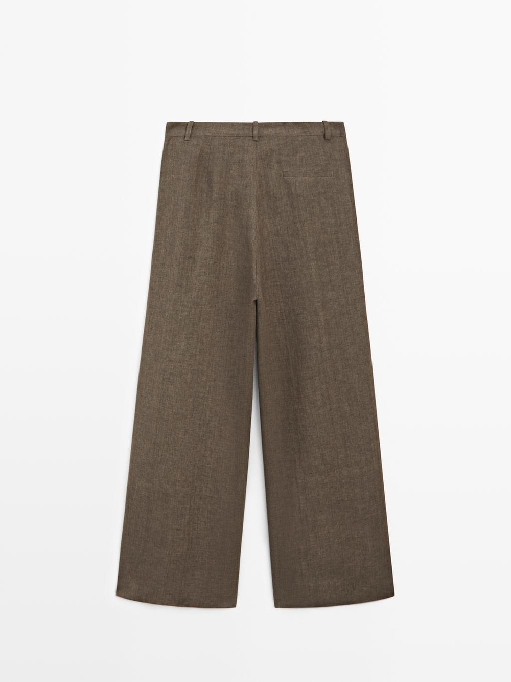 Massimo Dutti Брюки с вытачками из меланжевой льняной ткани, коричневый