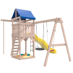 Детская площадка неокрашенная с качелями лодочка и гнездом 60 см IgroWoods для улицы и дачи