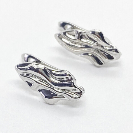 Ювелирные швензы Шелк с родиевым покрытием, размер 17*9 мм, цена за пару