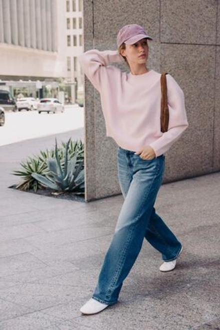 ZARA ОДНОТОННЫЙ СВИТЕР ИЗ МЯГКОГО ТРИКОТАЖА, СВЕТЛО-РОЗОВЫЙ
