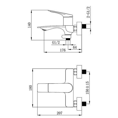 Смеситель для ванны Azario Lursy с ручным душем, керамический картридж, шланг 150 см, золото матовое (AZ-K3049MG)