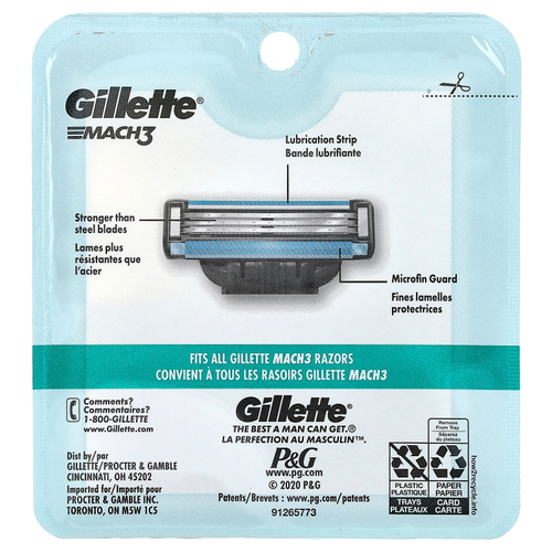 Gillette, Сменные кассеты Mach3, 4 шт.